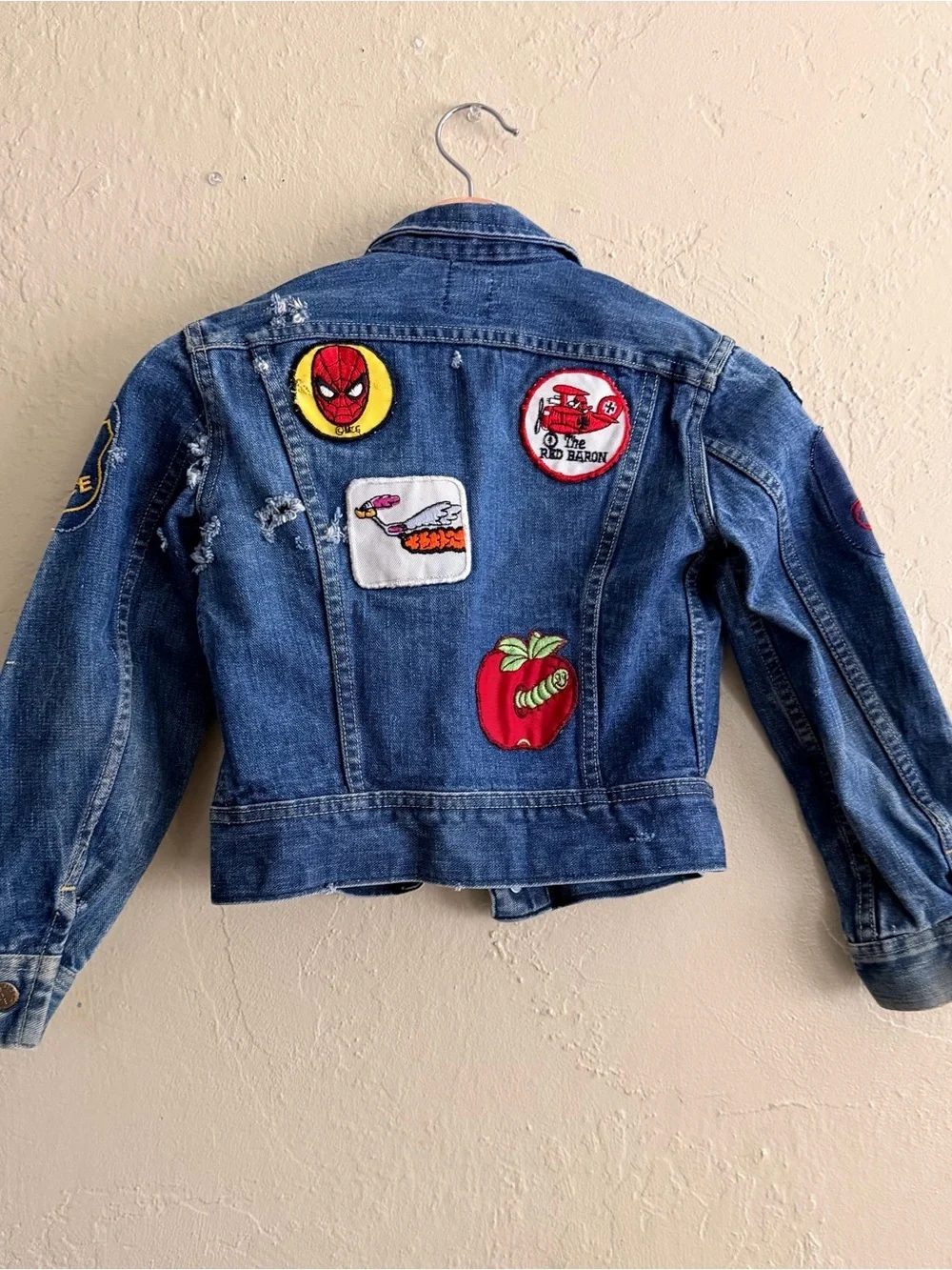 Vintage Lee Kids' Embroidered Blue Denim Distressed Jacket